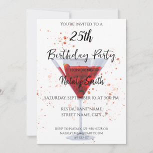 Farbiger Erdbeermartini-Cocktail Einladung