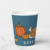 Farbiger Erntedank GIVE DANKS Holiday Papier Cu Pappbecher (Vorderseite)