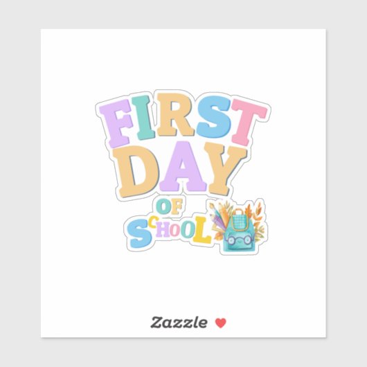 Farbiger erster Schultag Vinyl Sticker (Blatt)