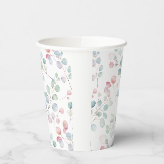 Farbiger Eukalyptus-Folienhals Pappbecher (Links)