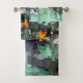 Farbiger Fake-Stein dominiert minzgrün bis grau Badhandtuch Set (Insitu)