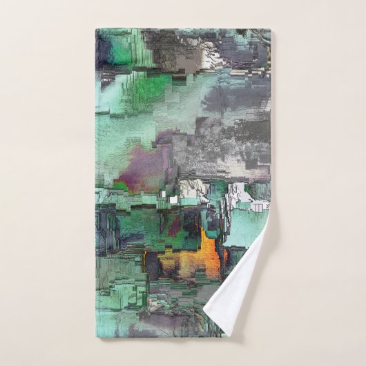 Farbiger Fake-Stein dominiert minzgrün bis grau Badhandtuch Set (Handtuch)