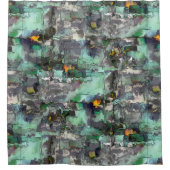 Farbiger Fake-Stein dominiert minzgrün bis grau Duschvorhang (Vorderseite)