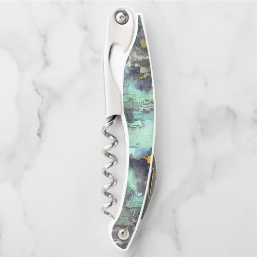 Farbiger Fake-Stein dominiert minzgrün bis grau Kellnermesser (Vorderseite)