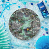 Farbiger Fake-Stein dominiert minzgrün bis grau Pappteller (Party)