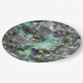 Farbiger Fake-Stein dominiert minzgrün bis grau Pappteller (Schrägansicht)