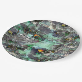 Farbiger Fake-Stein dominiert minzgrün bis grau Pappteller