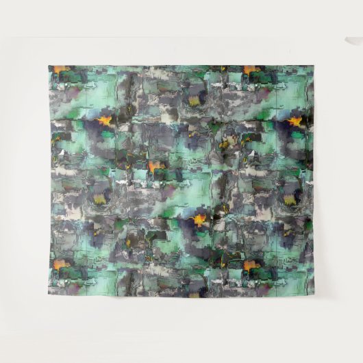 Farbiger Fake-Stein dominiert minzgrün bis grau Wandteppich (Vorderseite (Horizontal))
