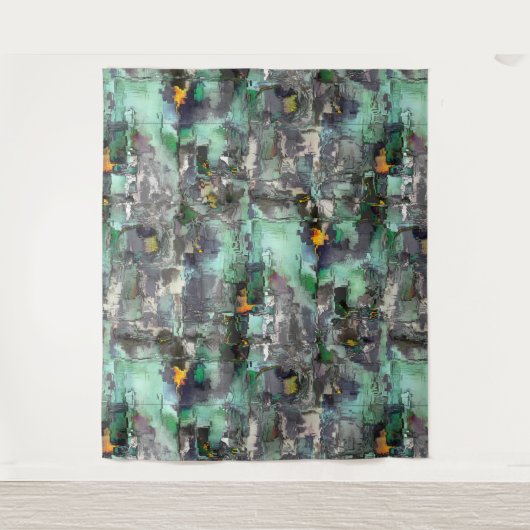 Farbiger Fake-Stein dominiert minzgrün bis grau Wandteppich (Vorderseite)