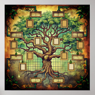 Farbiger Familienbaum Poster