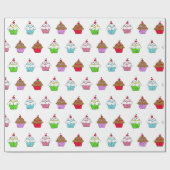 Farbiger Fantasie-Cupcake Geschenkpapier (Flach)