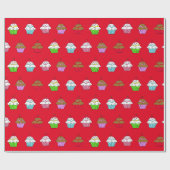 Farbiger Fantasie-Cupcake Geschenkpapier (Flach)