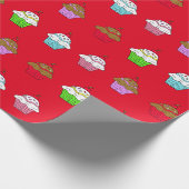 Farbiger Fantasie-Cupcake Geschenkpapier (Ecke)