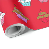 Farbiger Fantasie-Cupcake Geschenkpapier (Rolleneckpunkt)