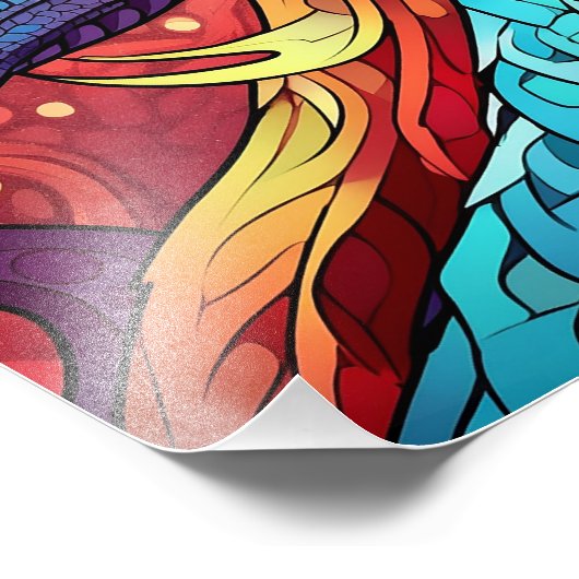 Farbiger Fantasiedrache Fotodruck (Ecke)