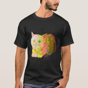 Farbiger Farbspritzer Realistische Britisch Kurzha T-Shirt