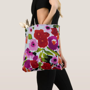 Farbiger Farbtupfer: Akkurate Wasserfarben-Blumen  Tasche