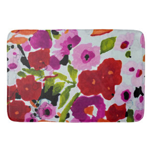 Farbiger Farbtupfer Tintenwasserfarben Blumen  Badematte