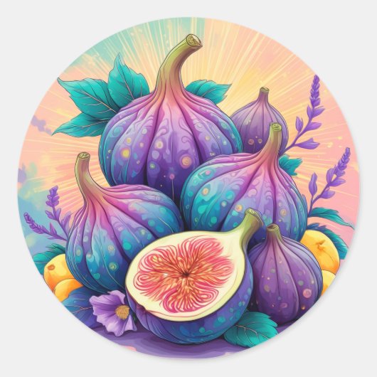 Farbiger Feigenbaum Runder Aufkleber (Vorderseite)