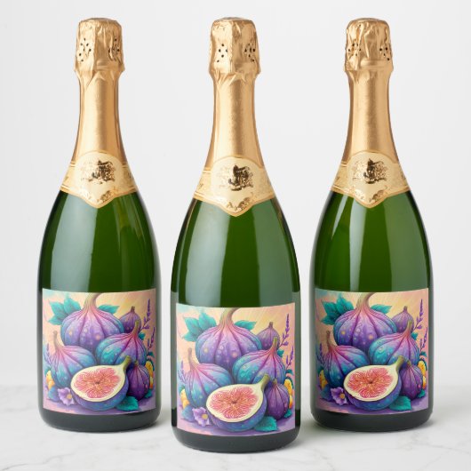 Farbiger Feigenbaum Schaumweinetikett (Flaschen)