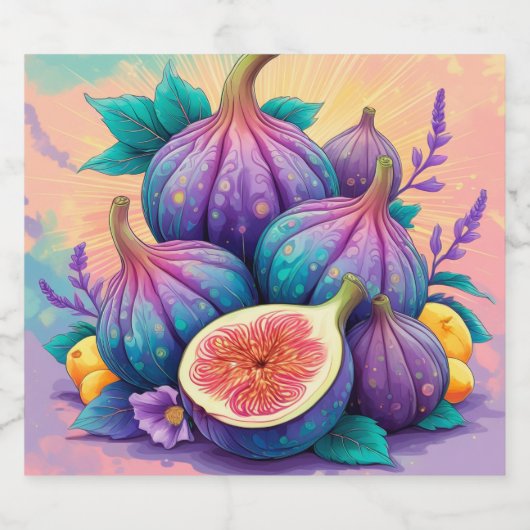 Farbiger Feigenbaum Schaumweinetikett (Einzelnes Label)