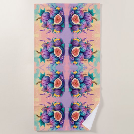 Farbiger Feigenbaum Strandtuch (Vorderseite)