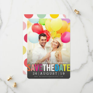 Farbiger Fettdruck Moderne Sommer Regenbogen Foto Save The Date