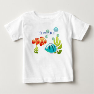 Farbiger Fisch mit Blasen und Algen Baby T-shirt