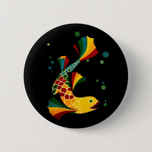 farbiger Fisch "n blubbles Button (Vorderseite)