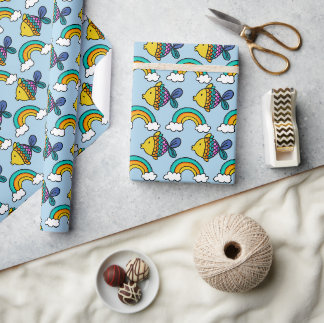 Farbiger Fisch und Regenbogen-Geschenkpapier Geschenkpapier