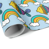 Farbiger Fisch und Regenbogen-Geschenkpapier Geschenkpapier (Rolleneckpunkt)