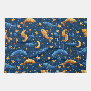 Farbiger Fischmuster Geschirrtuch