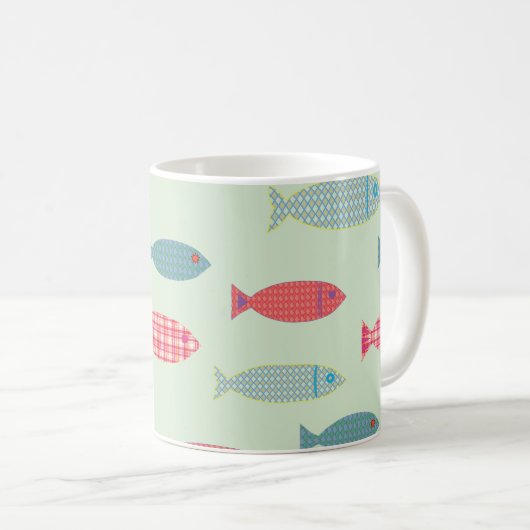 Farbiger Fischmuster-Küstenkaffeebecher Kaffeetasse (VorderseiteRechts)
