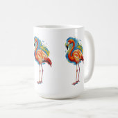 Farbiger Flamingo Abstracter Pinselstrich Vogel Ku Kaffeetasse (VorderseiteRechts)