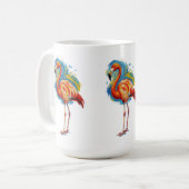 Farbiger Flamingo Abstracter Pinselstrich Vogel Ku Kaffeetasse (Vorderseite Links)