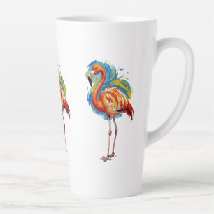 Farbiger Flamingo Abstracter Pinselstrich Vogel Ku Milchtasse