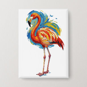 Farbiger Flamingo-Abstrakter-Bürstenstrich-Vogel-K Button