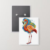 Farbiger Flamingo-Abstrakter-Bürstenstrich-Vogel-K Button (Vorderseite/Rückseite)