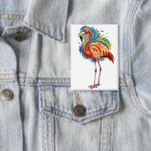 Farbiger Flamingo-Abstrakter-Bürstenstrich-Vogel-K Button (Insitu)