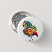 Farbiger Flamingo-Abstrakter-Bürstenstrich-Vogel-K Button (Vorne & Hinten)