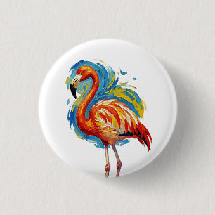 Farbiger Flamingo-Abstrakter-Bürstenstrich-Vogel-K Button