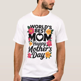 Farbiger floraler Eckrahmen auf schwarzem Hintergr T-Shirt