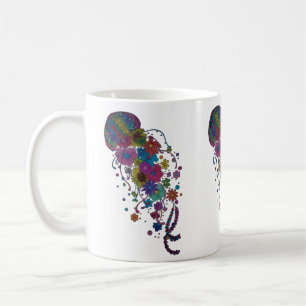 Farbiger floraler Quallen-Mandala-Becher Kaffeetasse
