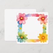Farbiger floraler Rahmenhintergrund Einladung (Vorne/Hinten)