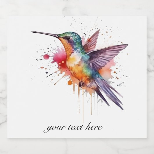 Farbiger Flug, Aquarellmingvogel Alkoholflaschenetikett (Einzelnes Label)