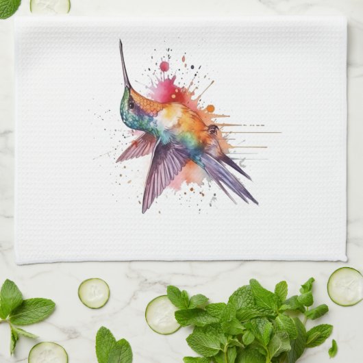 Farbiger Flug, Aquarellmingvogel Geschirrtuch (Gefaltet)