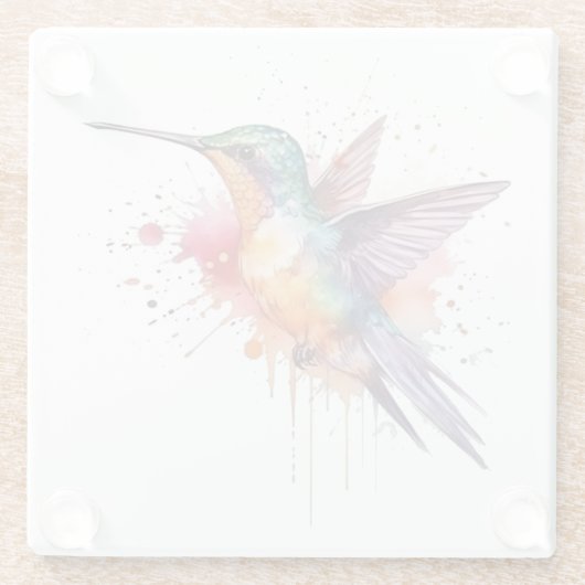 Farbiger Flug, Aquarellmingvogel Glasuntersetzer (Rückseite)