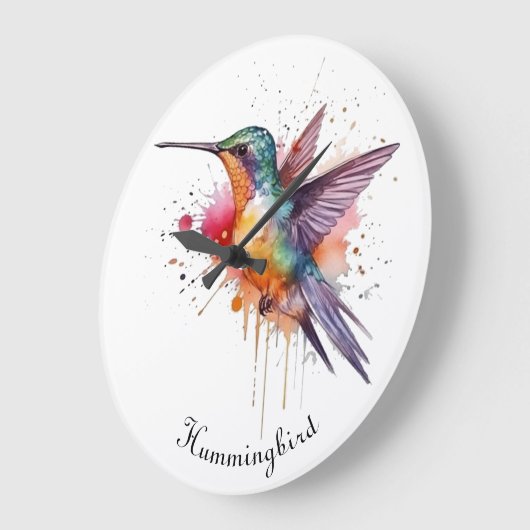 Farbiger Flug, Aquarellmingvogel Große Wanduhr (Winkel)