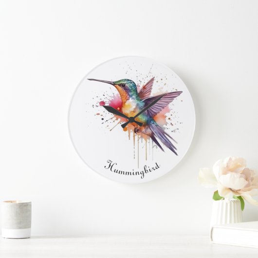 Farbiger Flug, Aquarellmingvogel Große Wanduhr (Zuhause)
