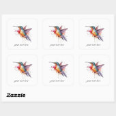 Farbiger Flug, Aquarellmingvogel Quadratischer Aufkleber (Blatt)